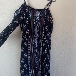 Cute off the shoulder black floral dress. Maurices